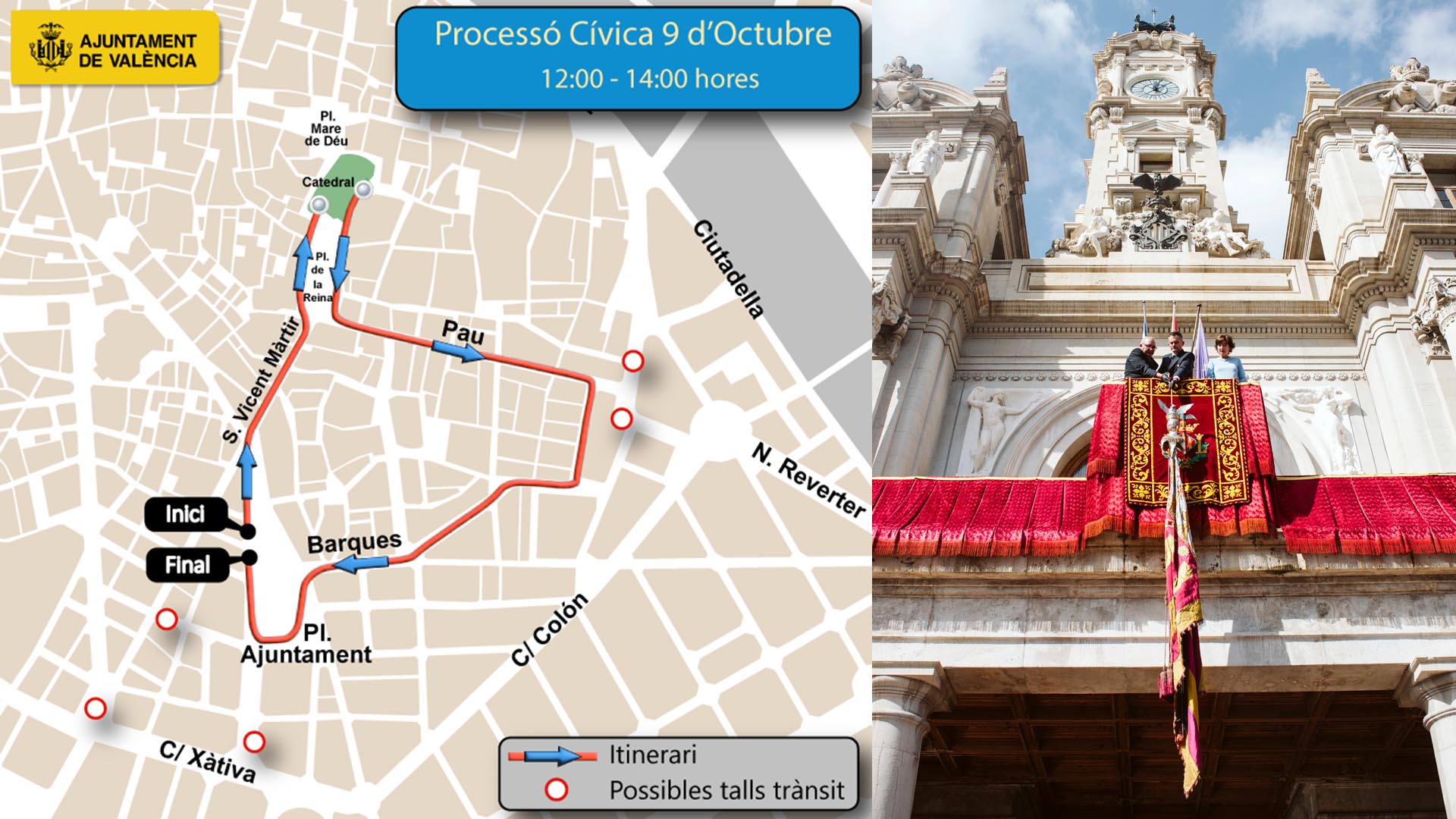 dispositivo de tráfico para los distintos actos que se celebran este 9 de Octubre